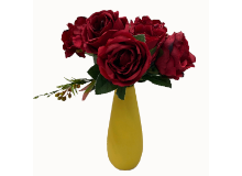 זר ורדים פלסטיק דקורטיבי - אדום *ללא אגרטל